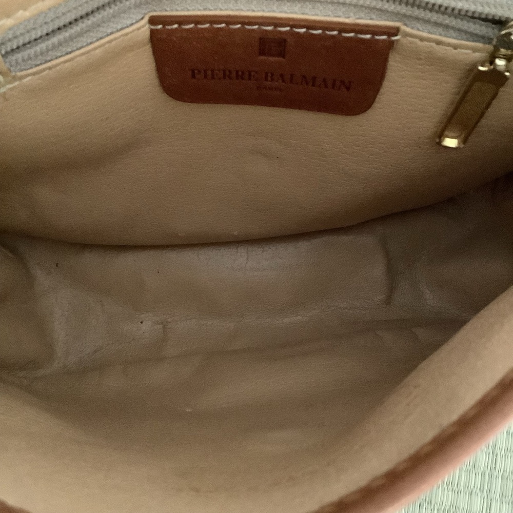 Vintage Pierre Balmain Purse White and Brown Leather Crossbody Bag - Picture 3 of 11